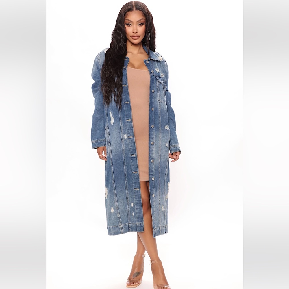 Denim Trench Jacket - Medium Wash